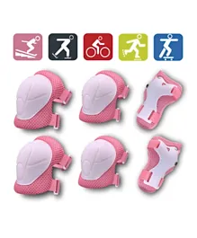 Safety and Protective Knee and Elbow Pads with Wrist Guards Pink - Small