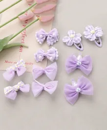 Kookie Kids Bow & Flower Clips Purple - 10 Pieces