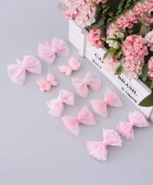 Kookie Kids Bow & Flower Clips Pink - 10 Pieces