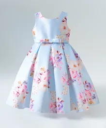 Kookie Kids Floral Print Party Dress - Blue