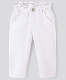 Bonfino Cotton Blend Woven Full Length Solid Over Dyed Jeans - White