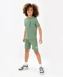 Primo Gino Coconut Tree Graphic T-Shirt & Shorts/Co-ord Set - Green
