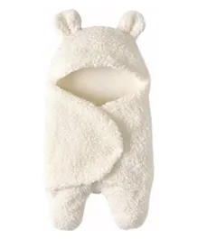 Soft Organic Cotton Sherpa Baby Swaddle Wrap, White, Comfortable & Warm, 70 cm