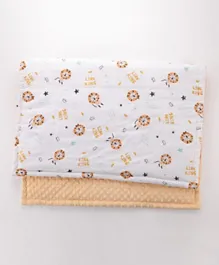 Lion King Print Baby Blanket - Soft Cotton Bamboo, Cozy Swaddle, White, 110x75cm