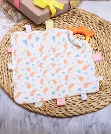 Soft Rabbit & Heart Print Waterproof Fleece-Lined Baby Bib, Breathable & Easy-to-Use