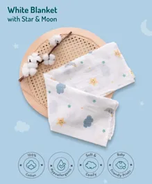 Star & Moon Breathable Cotton Bamboo Tie Knot Bib for Babies 0M+
