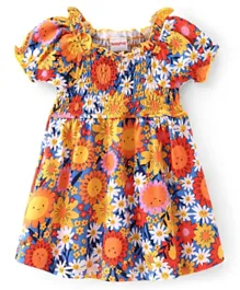 بيبي هاغ - فستان جيرسي قطن بأكمام قصيرة وطبعة زهور - متعدد الألوان