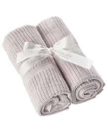 Kinder Valley Cotton Cellular Blanket Grey - Pack of 2