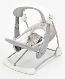 Stylish Grey Baby Swing 0M+, Foldable with Adjustable Speeds & Recline Positions