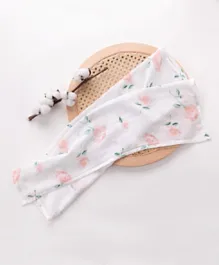 Floral Print Bamboo Blanket - White & Pink
