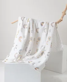 Rainbow Print Cotton Blanket - White