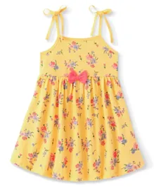 Babyhug Cotton Jersey Knit Strap Shoulder Frock Floral Print - Yellow
