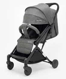 Bonfino Feather Lite Cabin Stroller with Linen Fabric and Compact Tri-fold - Grey