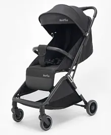Bonfino AirLuxe Cabin Stroller with Linen Fabric and Compact Tri-fold - Black