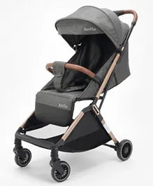 Bonfino AirLuxe Cabin Stroller with Linen Fabric and Compact Tri-fold - Grey