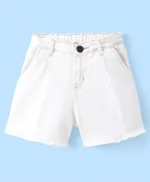 Pine Kids Cotton Blend Mid Thigh Length Solid Color Denim Shorts - White