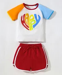 SAPS Happy Graphic T-shirt & Shorts Set - Multicolor
