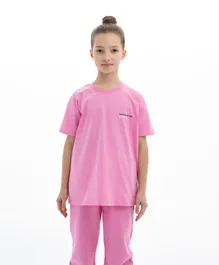 قميص توان العضوي الفضفاض للأطفال للجميع الفصول - وردي