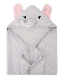 Hudson Childrenswear Premium Cotton Hooded Towel Ele Grey And Pink - 3 Pieces