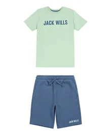 Jack Wills Logo Graphic Tee and Shorts Set - Blue