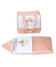 Little Angel Baby Sleeping Bag With Diaper Bag - Peach/White