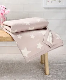 Babyhug Premium Knitted Cotton All Season Blanket Star Print - Beige White