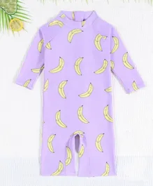 SAPS All Over Bananas Printed Legged Swimsuit - Purple
