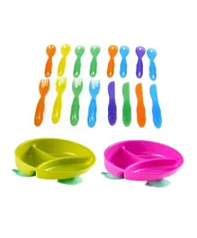 The First Years Take & Toss Toddler Flatware + Inside Scoop Suction Sectioned Plates - 18 Pieces