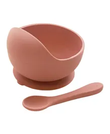 Peanut Silicone Suction Bowl & Spoon Set - Coral