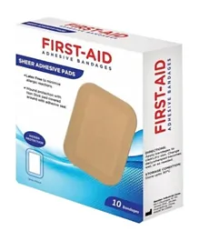 First Aid Sheer Adhesive Pad Bandages - Pack of 10