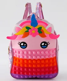 Unicorn Theme Backpack, Adjustable, Strap, Zipper Closure, Bottle Holder, 3 Years+, Pink - 12 Inches