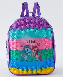 Unicorn Theme Backpack, Adjustable, Strap, Zipper Closure, Bottle Holder, 3 Years+, Multicolor - 12 Inches
