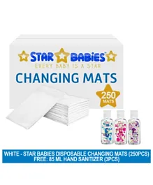 Star Babies Disposable Changing Mat Pack of 250 + 3 Strawberry Shortcake Hand Sanitiser 85ml each - White