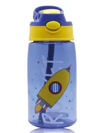Snack Attack Kids Water Bottle With Straw Rocket Blue - 480mL