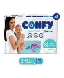 Confy Premium  Baby Diapers Eco Saver Pack Midi size 3 - 180 Pieces