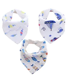 Little Story Muslin Bandana Bibs Anchor and Ships White - Pack of 3