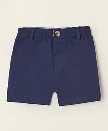 Zippy Side Pockets Piquet Shorts - Dark Blue