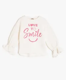 Koton Love To Smile Graphic Sweatshirt - White