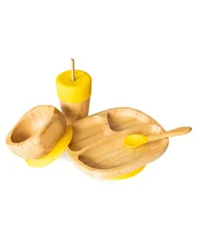 Eco Rascals Bamboo Toddler Plate +  Straw Cup + Bowl & Spoon Combo - Yellow