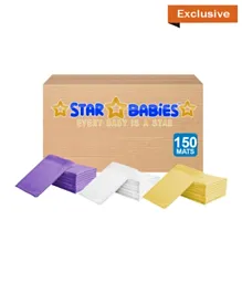 Star Babies Disposable Changing Mat Assorted Color (50pcs Lavender, 50pcs Yellow, 50pcs White)  - Pack of 150