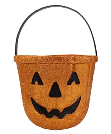 Party Magic Halloween Glitter Pumpkin Basket - Brown