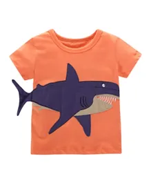 SAPS Shark Patched T-Shirt - Orange