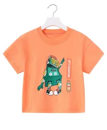 SAPS Robot Graphic Short Sleeves T-Shirt - Orange