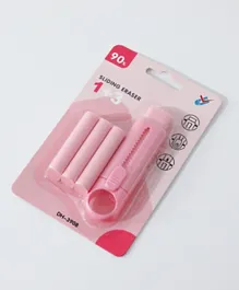 Sliding Eraser 1+3 Set, Ergonomic Design, Refillable, Compact & Portable, 3 Years+ - Pink