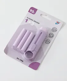 Sliding Eraser 1+3 Set, Ergonomic Design, Refillable, Compact & Portable, 3 Years+ - Purple