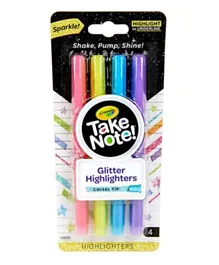 Crayola Take Note Glitter Highlighters Multicolor - Pack of 4