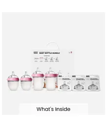 كوموتومو مجموعة زجاجات الرضاعة للأطفال - وردي