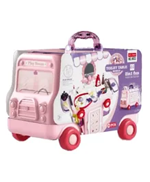 Vanyeh 2 In 1 Vanyeh Pretend Play House Toilet Table Mobile Makeup Beauty Bus Stall Set 11K03 Pink - 36 Pieces