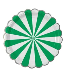Meri Meri Stripe Plate Large Pack of 8 - Green