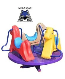 Megastar Triplet Horseback Merry Go Round Metal Garden Playset - Multicolour